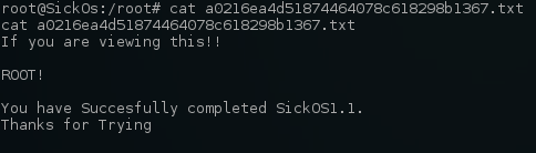 Sickos 1.1 Root Flag